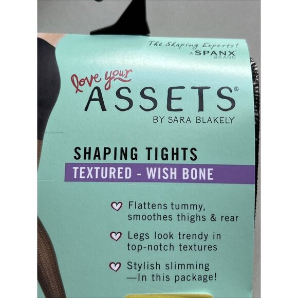 Spanx Assets by Sara‎ Blakely Wishbone Shaping Tights Size 2 Black Textured New - Picture 3 of 6